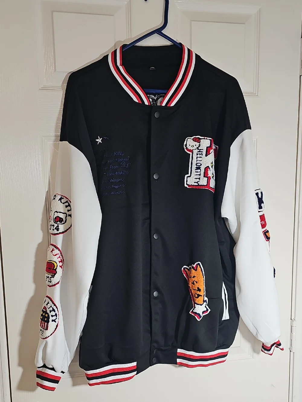 New Sanrio 2XL & 1X Hello Kitty 1976-2005 Colorful Patchwork Varsity Jacket - Picture 13 of 16